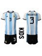 Argentinien Nicolas Tagliafico #3 Heimtrikotsatz für Kinder WM 2022 Kurzarm (+ Kurze Hosen)